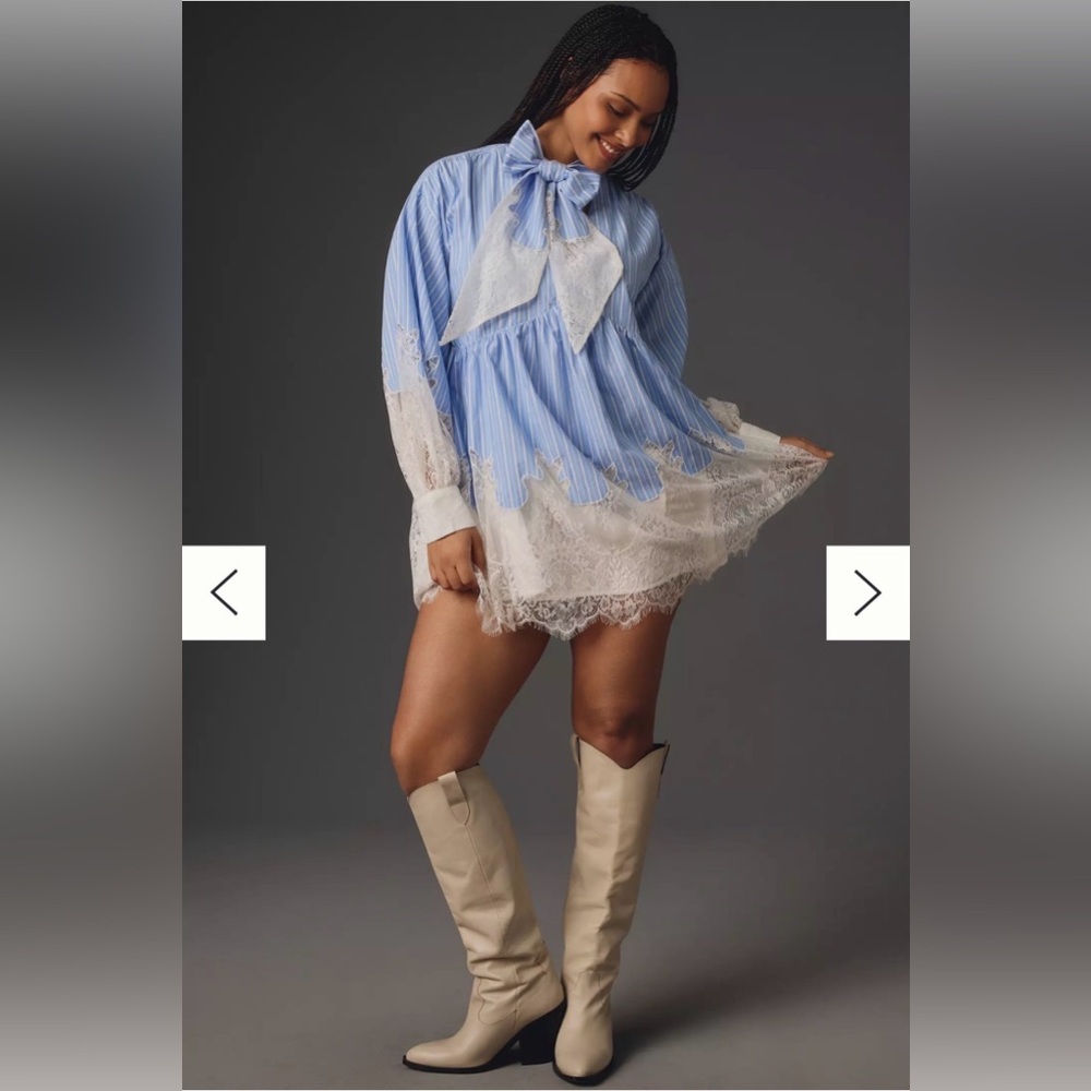 Anthropologie Maeve V-Neck Ombre Lace Mini Shirt Dress NWOT - Picture 17 of 17